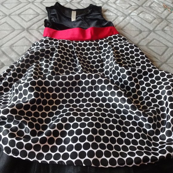 Cherokee "BLACK VELVET w/POLKA DOT SATIN" Dress, Girls Size 6 (EUC) - Picture 1 of 5